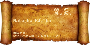 Matejko Réka névjegykártya
